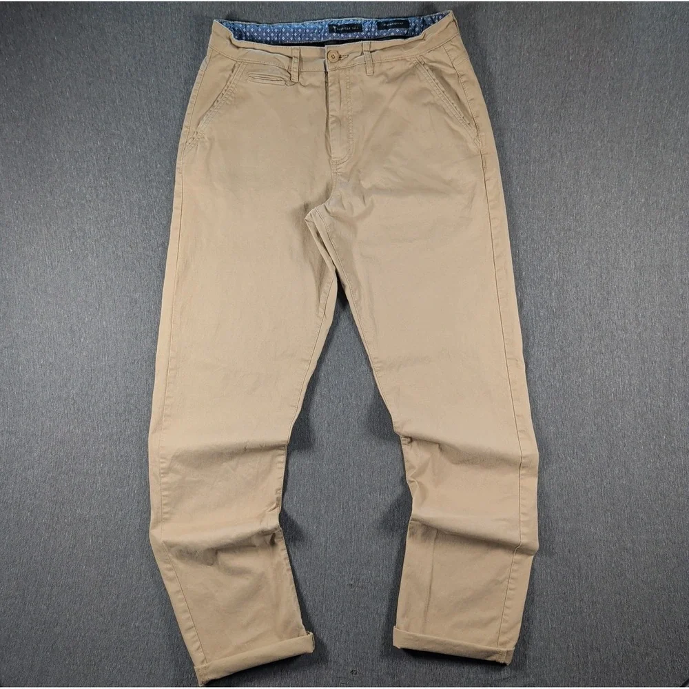 Mens 32x36 Beige Chino AMERICAN TALL Brand Pants Stretch Casual Straight Leg EUC